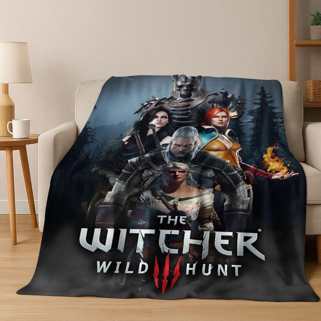 3D The W-Witcher Geralt Games Cartoon Flannel Blanket,Warm and Cozy Soft Throw Blanket for Home Bedroom Bed Sofa Cover Kid Gift