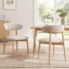 COLAMY Conjunto de 2 Cadeiras de Madeira Maciça, Resistentes e Elegantes, Estilo Nórdico Minimalista, Ideal para Sala de Jantar, Bege