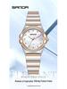 SANDA Dames Luminous Kwarts Horloge: Stalen Band, Bez Diamonds, Waterdicht, met Sunray Parelmoer Wijzerplaat.