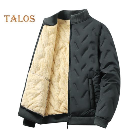 Męski zimowy płaszcz bawełniany z kieszeniami, kołnierzem stójką, długim rękawem, pogrubioną aksamitną podszewką, kurtka wiatroszczelna