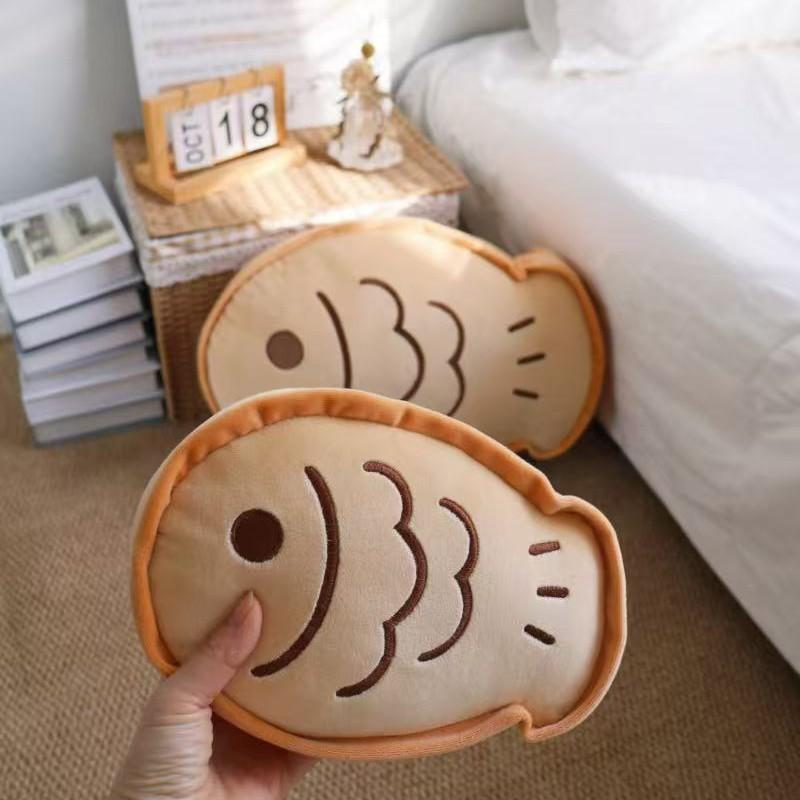 Butter Fish Cute Cookies Taiyaki Plush Cushion With Embroidered Design For Girls
