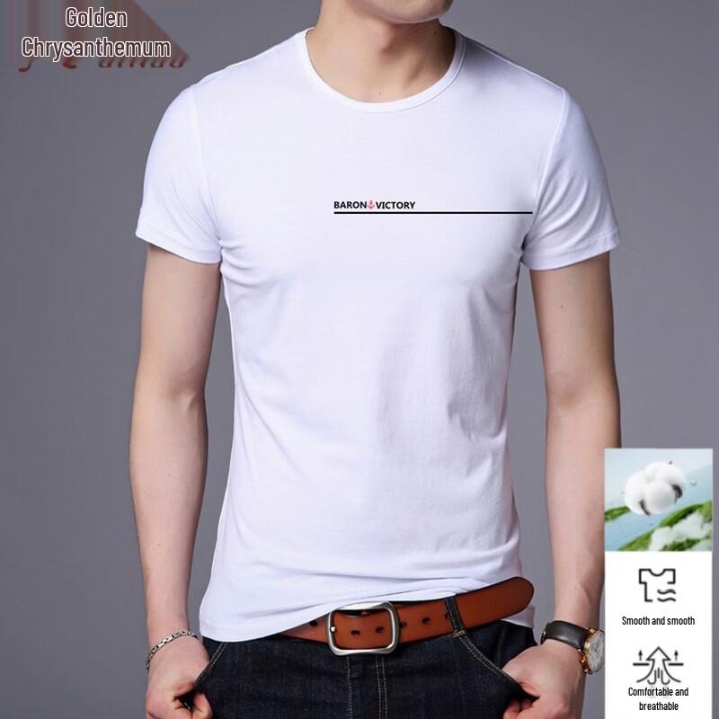 Jinju Men s 2026 Summer Cotton Round Neck Short Sleeve T-Shirt 4XL