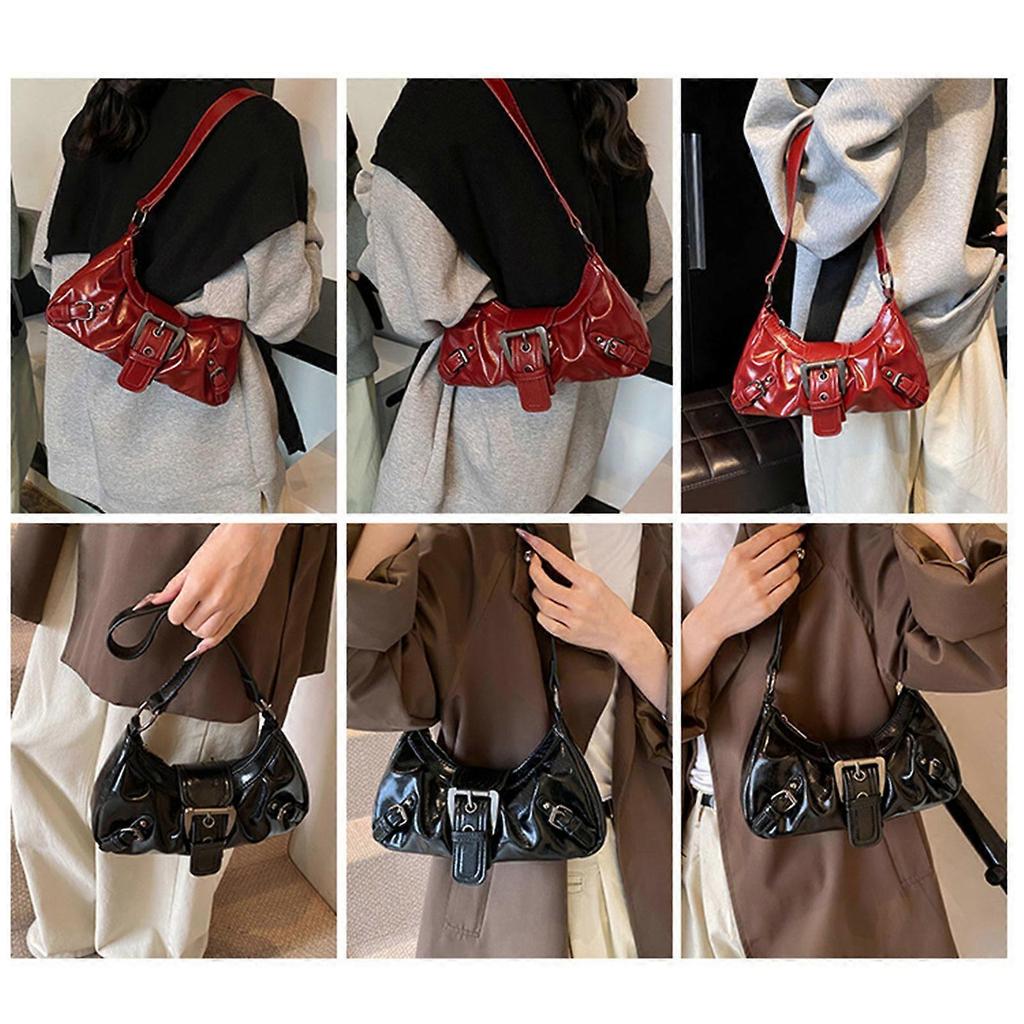Elegant Punk Inspired Square Shoulder Bag PU Leather Underarm Bags Satchel Purse Evening Bags Great For Professionals Red