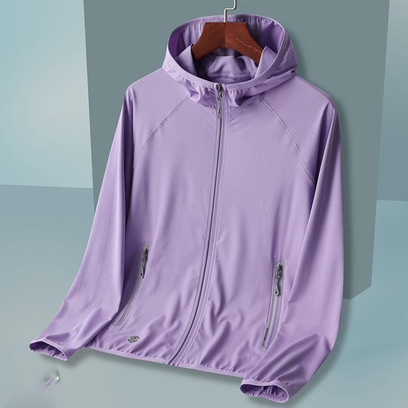 

Жіноча ультратонка куртка від сонця UPF 50+ UV захист від сонця Куртки-худі для велоспорту Риболовлі Пальто для активного відпочинку Сонцезахист з крижаного шовку XXXXL фіолетовий