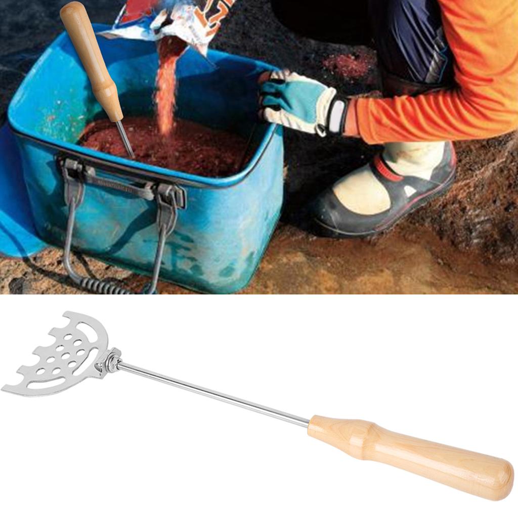Stainless Steel Mini Wooden Handle Mix Shrimp Bait Shovel Fishing Tackle for Fisherman