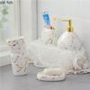 6/7pcs Set Gold Marble Ceramics Bathroom Accessories Set Soap Dispenser/Toothbrush Holder/Tumbler/Soap Dish Bathroom Products