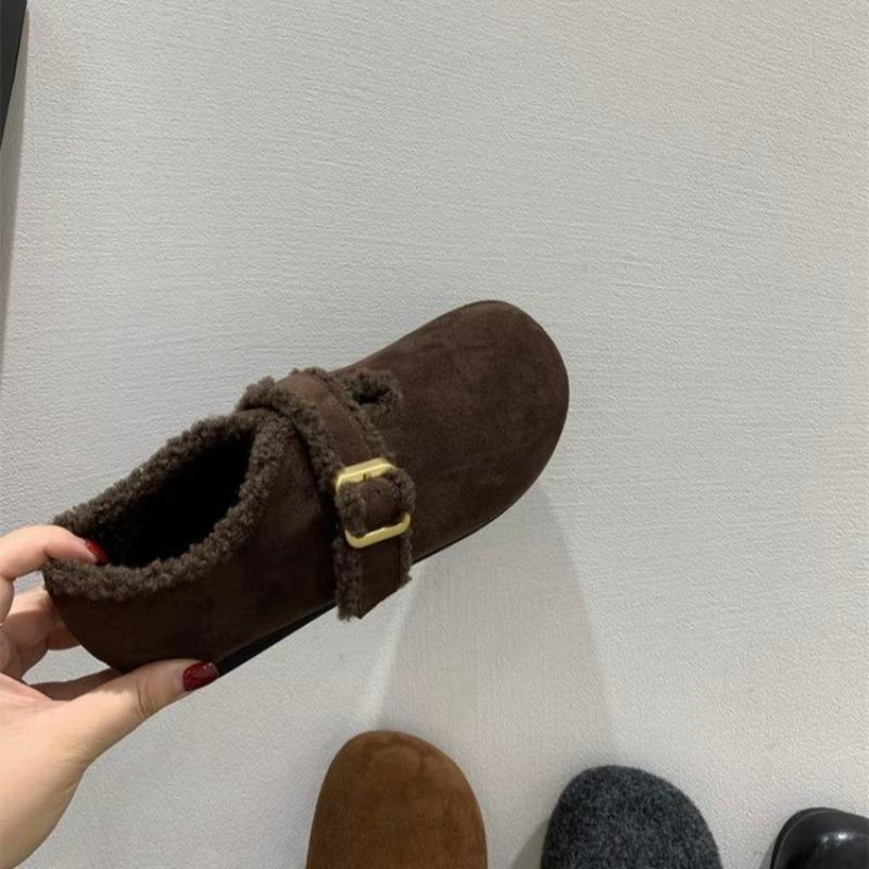 Retro Fleece Shoes for Women's Autumn and Winter New Thick-soled Full-fit Single Shoe