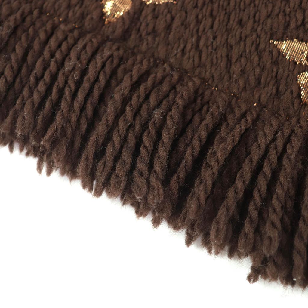Great LOUIS VUITTON Scarf Escalp Logo Mania Shine Brown wool Women M71383 Used