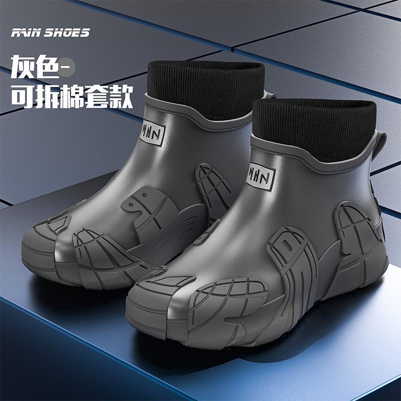 Pánské boty do vody s krátkou holení, outdoorové rybářské protiskluzové nepromokavé gumové boty, pracovní odolné dešťové boty, pánské sametové holínky, jaro a léto