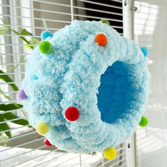 Peluş Kuş Yuvası Yumuşak Yuvarlak Kuş Evi Kulaklı Rahat Sıcak Papağan Sarılma Kulübesi Sevgi Kuşu Conure Muhabbet Kuşu Sultan Papağanı İçin Kabarık Mağara Yuvası