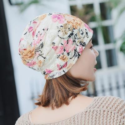 Comfortable Chemo Cap Floral Pattern Stretch Slouchy Turban Floral Lace Beanie  Head Covering