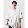 Men's White Half Zip Henley Short Sleeve T-Shirt Casual Oversized Streetwear Top