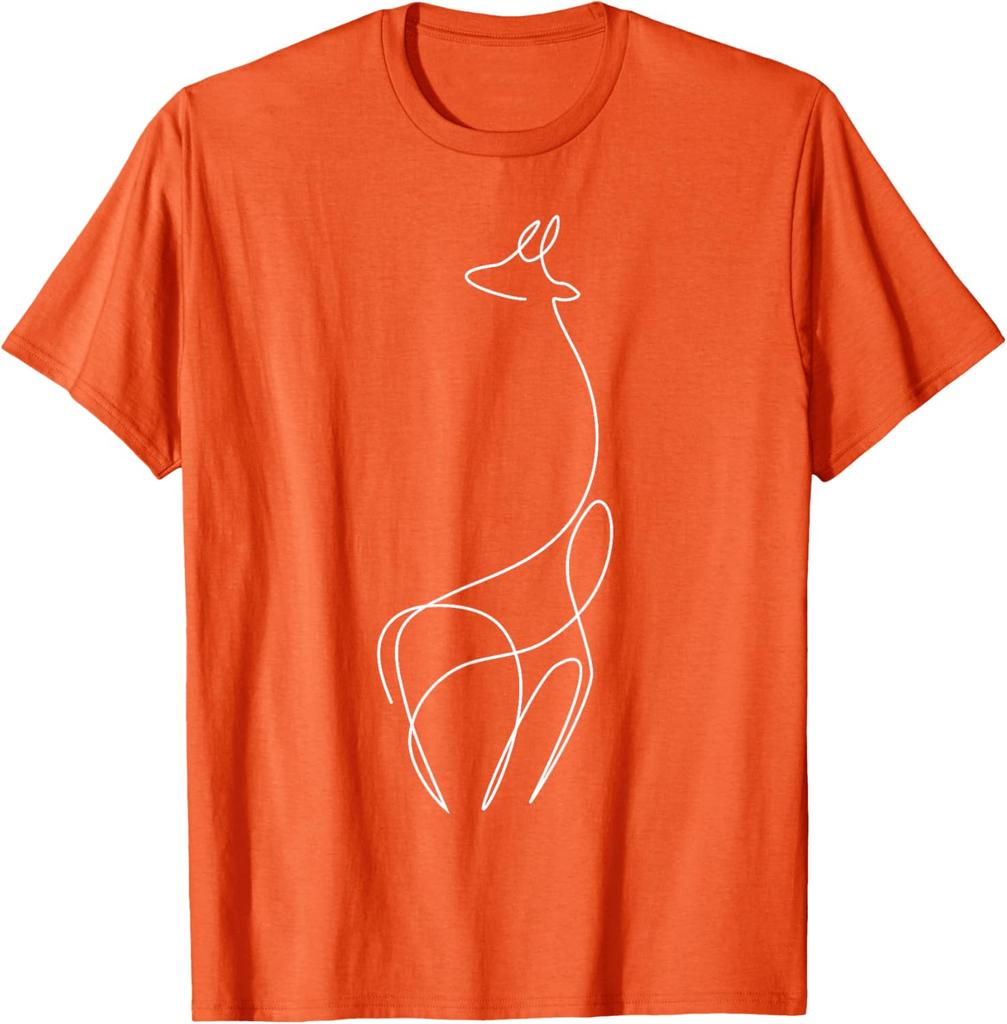 Minimalist Giraffe Tshirt Minimalism Outline Lineart Tee TShirt Unisex Summer Streetwear Tops Cotton Graphic T Shirts