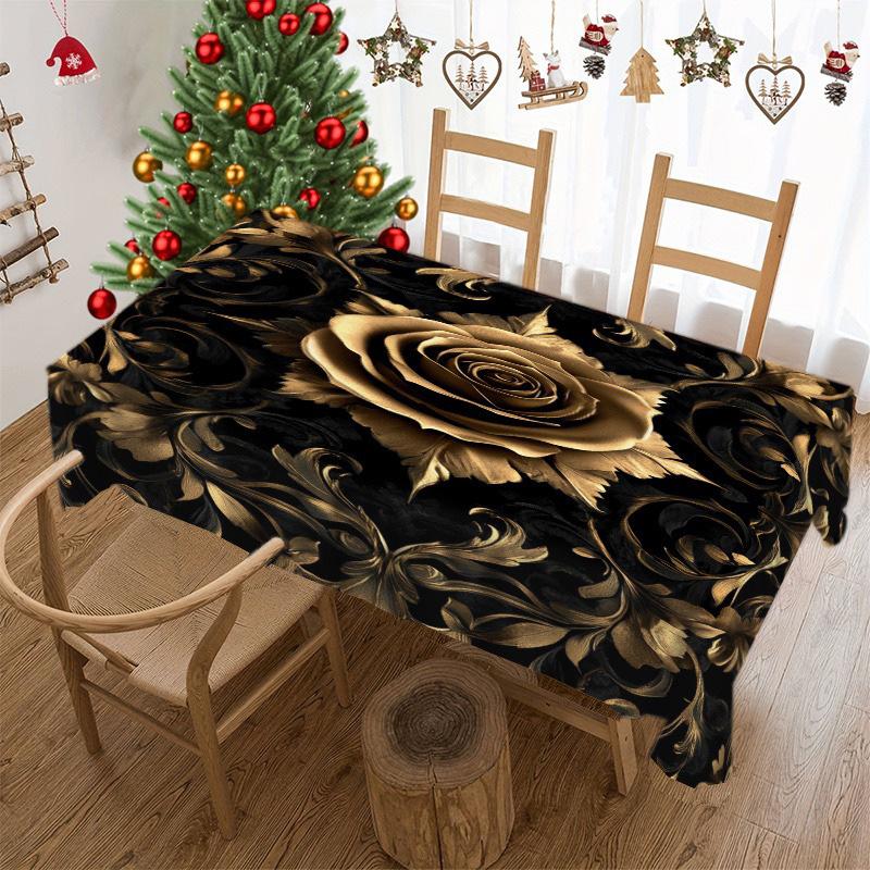 Christmas Tablecloth Digital Print - Winter Snowman Reindeer Xmas Tree Dining Table Festival Decor Table Cover