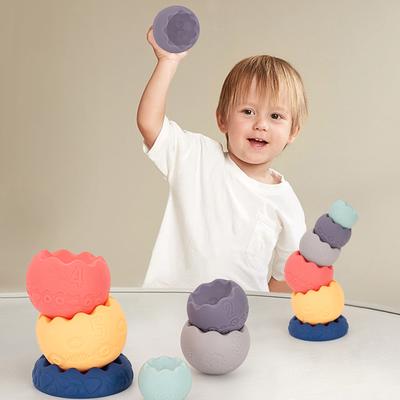 Children's Educational Soft Rubber Toy Stacking Game For Infants' Early Learning, Grasping And Sensory Development, Building Block Stacking Game