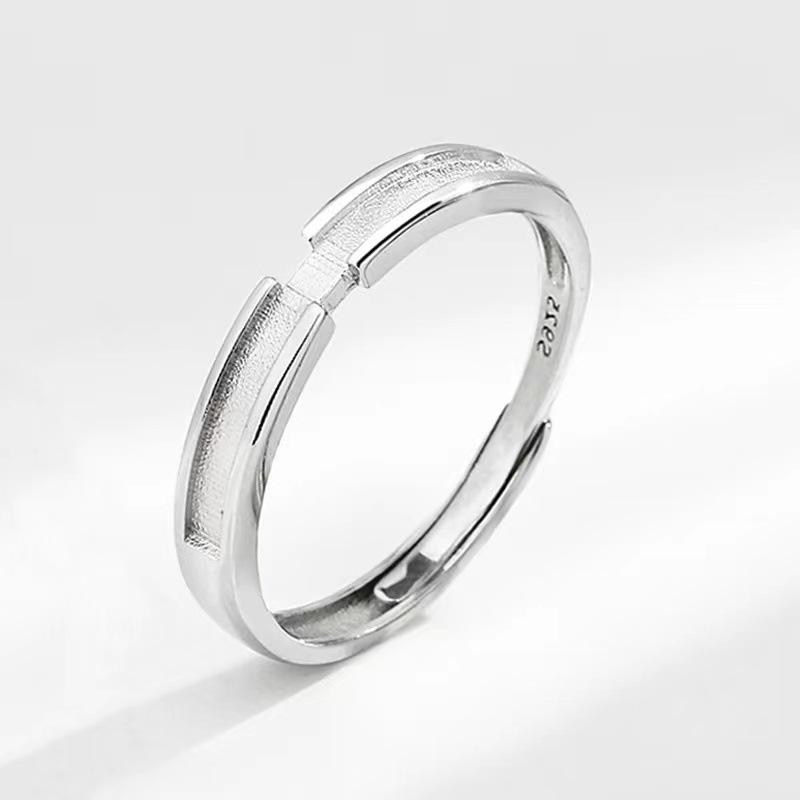 Jian Jia Sha & Bai Lu Pure Silver Couple Rings: Light Luxury Gift for Girlfriend, Perfect for Birthday or Confession.