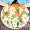 Botanical Daisy Floral Round Beach Towel,Microfiber Garden Flower Circle Beach Blanket,Roundie Yoga Meditation Mat Picnic Rug