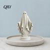 Gothic Style Home Accent Ghost Statue, Resin White Figurine, Spooky Halloween Decoration with Durable Art Flowing Robe And Base for Mantel,