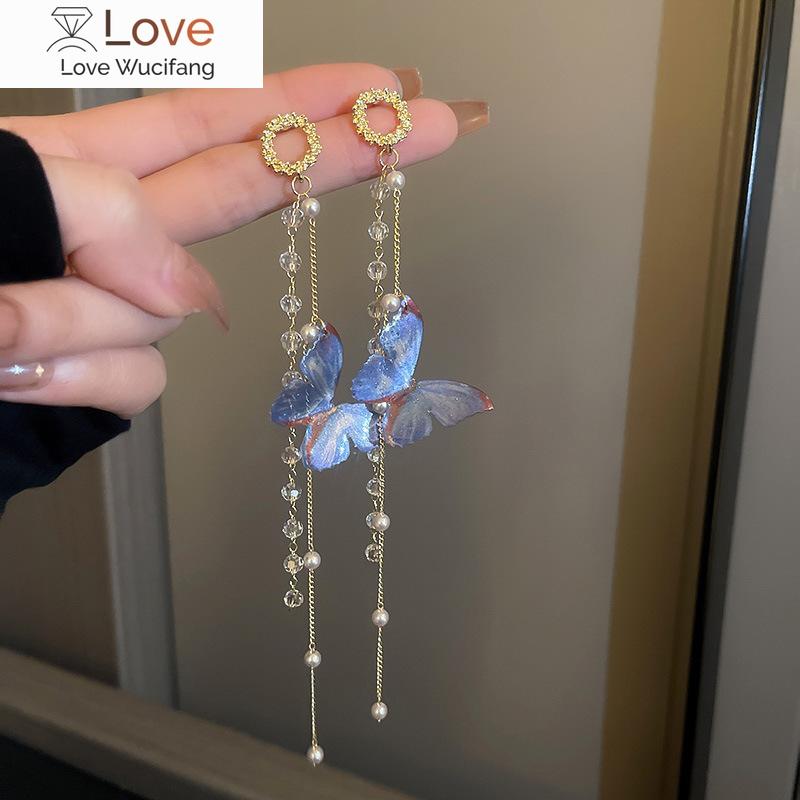 

Новое поступление, серьги-подвески, металлические, модные, женские, висячие серьги с жемчугом и кристаллами, с бабочкой и кисточкой, элегантные ювелирные изделия бронзовый