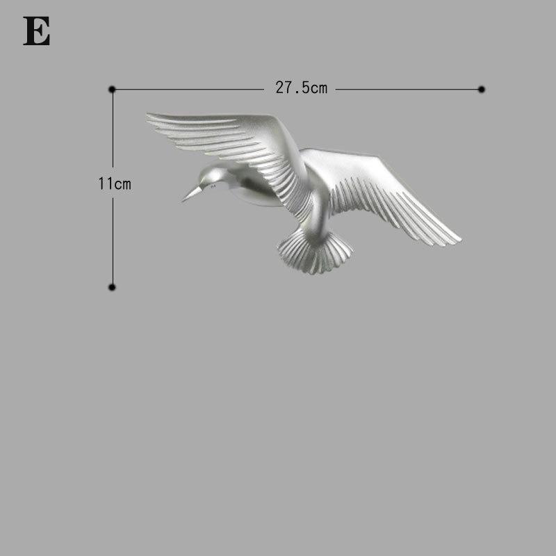 3D resin bird wall decorations three-dimensional wall stickers white gold bird statue living room TV sofa background wall art