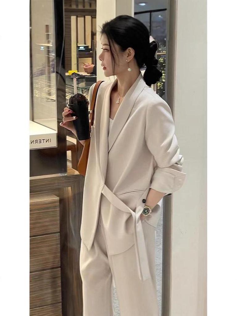 Spring & Autumn Plus Size Wide-Leg Pants Women's Casual Two-Piece Set