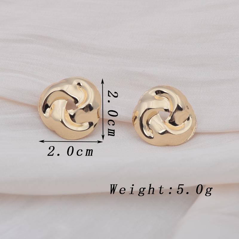 Vintage Metal Twist Stud Earrings Golden Copper Color Women Earrings Rotating Spiral Earrings Golden Copper Color Simple Zircon