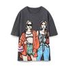 Fashion Style Autumn New Women's Clothing Loose Easiest for Match Round Neck Girl Print Washed T-shirt 1131816 807