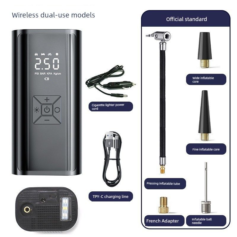 Fashion German Import Technology Car Wireless Vehicle Air Pump Portable Handheld Smart Outdoor Emergency Light