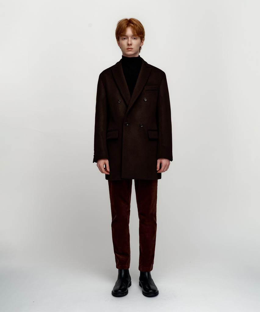 Solew Wool Double Half Coat_Dark Brown