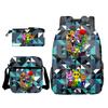 Sprunki Student Starry Sky School Bag Three-piece Rhythm Box Teen Backpack Men's and Women's Casual L