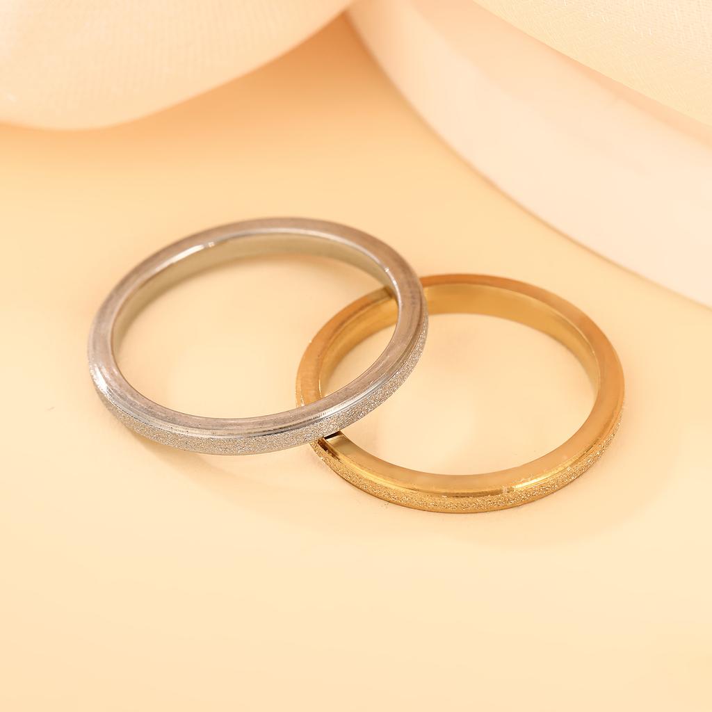 Matte Stainless Steel Gold Color Ring Women Men Minimalist Trendy Rings Couple Zircon Wedding Gift Wholesale