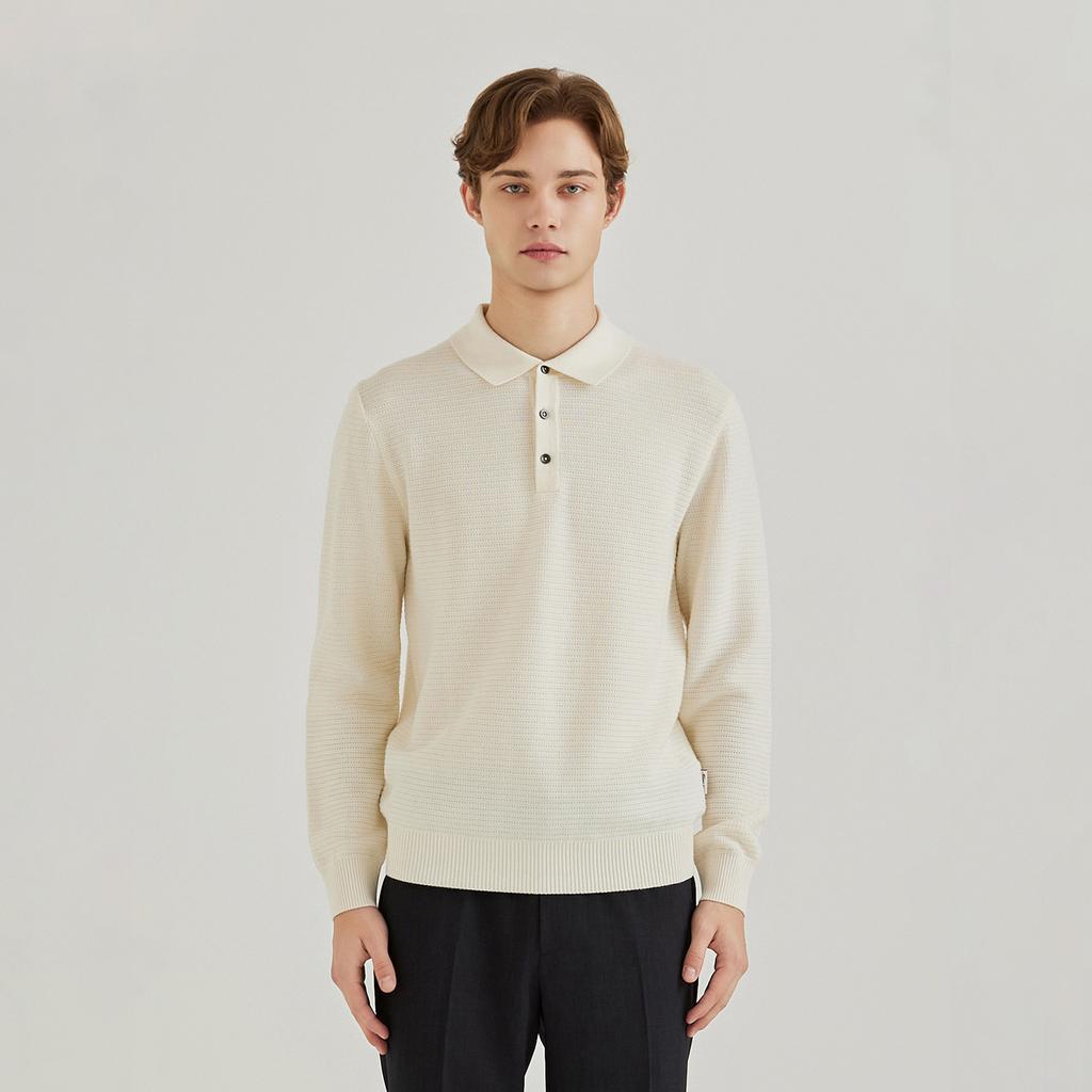 FERRAROMILANO Long Sleeve Thierry Knit Sweater Ivory (Am0Ets10261)