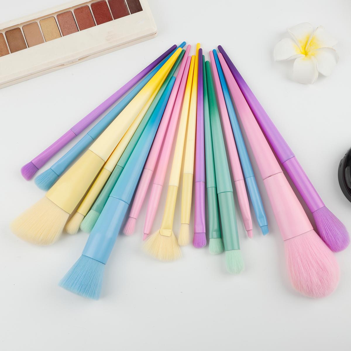 17 Цветных Многоцветных Кистей для Макияжа Цветные Кисти Набор Кистей для Макияжа Инструменты для Макияжа Полный Набор