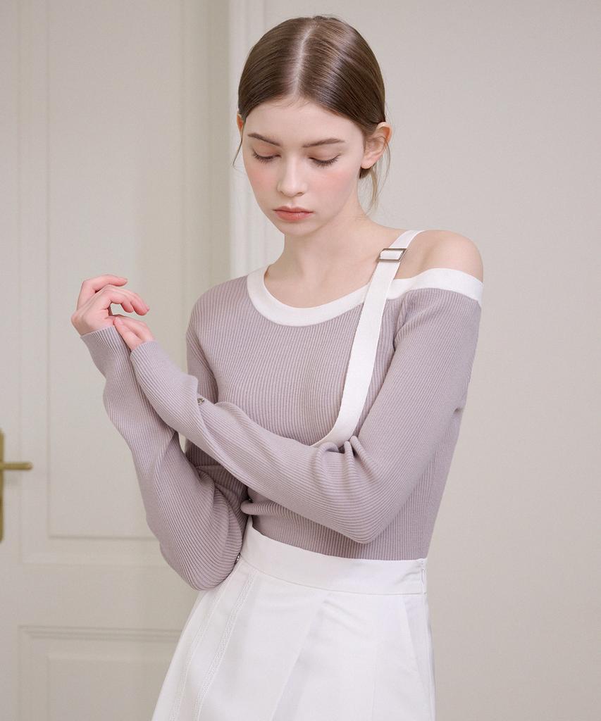 MICANE Nostalgia One-Shoulder Buckle Knit