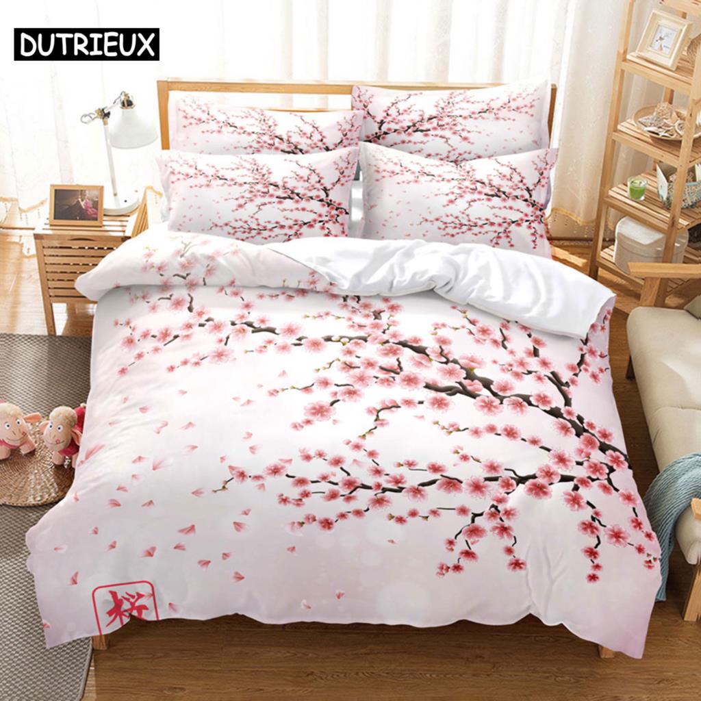 Floral Duvet Cover Sets Double Bed Scenic Quilt Cover Single Bed Queen Bedding Set With Pillowcase 220X240Cm 3Pcs 2Pcs Polyester