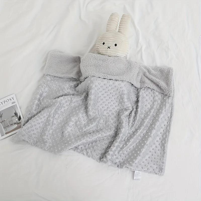 90x73cm Baby Bean Blanket - Bubble Design Double Layer Warm Solid Color Sensory Security Blanket for Stroller/Car Seat/Travel