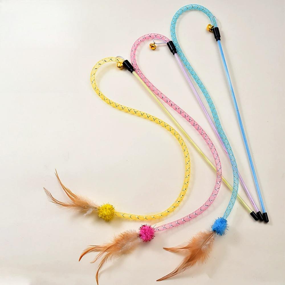 Cat Toys Chew Ropes New Interactive Cat Feather Toys Cat Stick Elastic Mesh Tube Toy Rod Kitten Interactive Toys Pet Wand