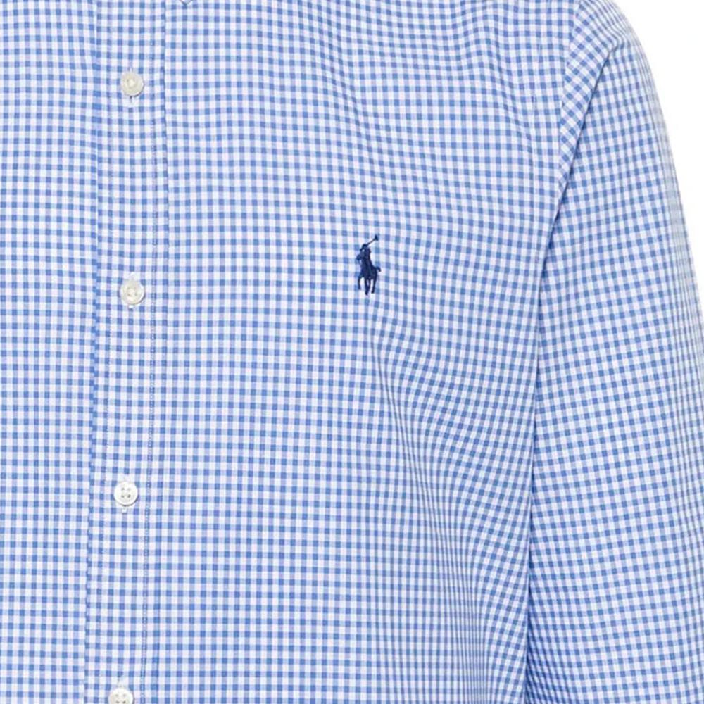 Polo Ralph Lauren Check Print Logo Polo Shirt Men Shirts Blue 710928254-004