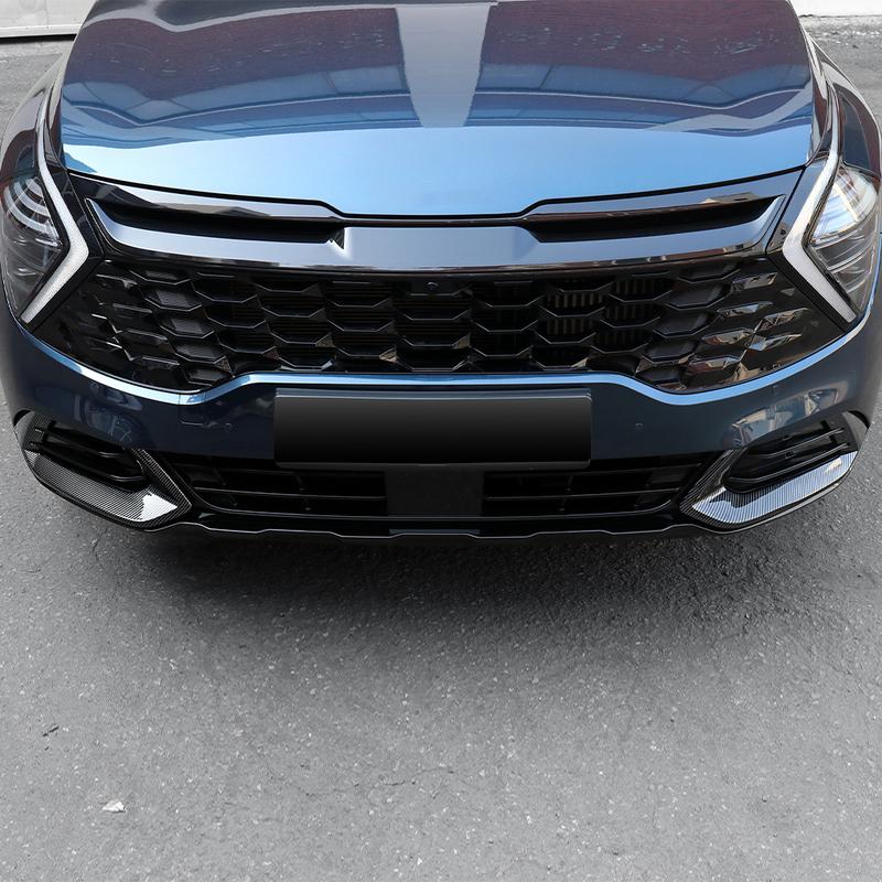 Carbon Fiber Bright Black Front Bumper Fog Light Lamp Frame Trim Cover Exterior Style For Kia Sportage NQ5  Accessories