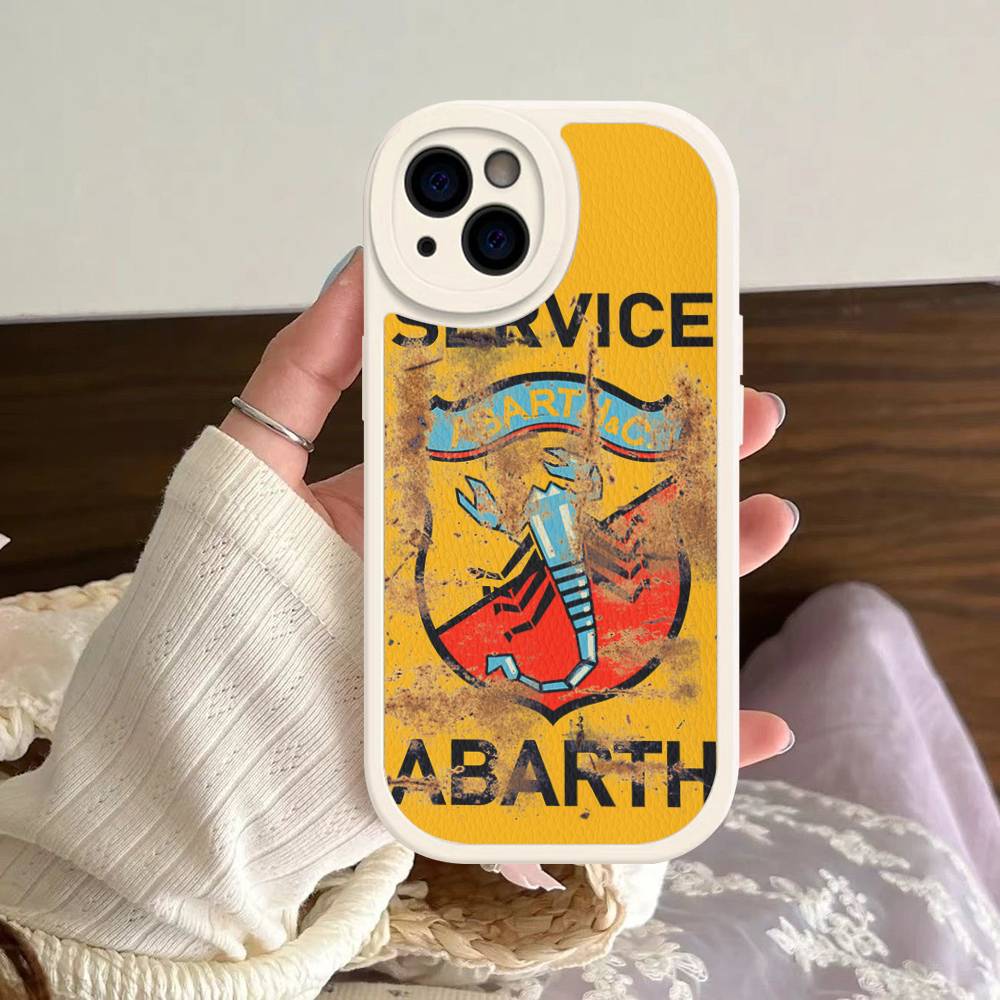 

ABARTH Italy Car Leather Phone Case For IPhone 16 15 14 13 12 11 Pro Max Plus Shockproof Cover iphone 13pro