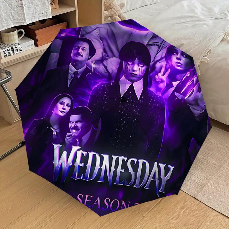 

1pc Wednesday Automatic Folding Umbrella, Portable Collapsible Design, Casual Outdoor Accessory L1127105