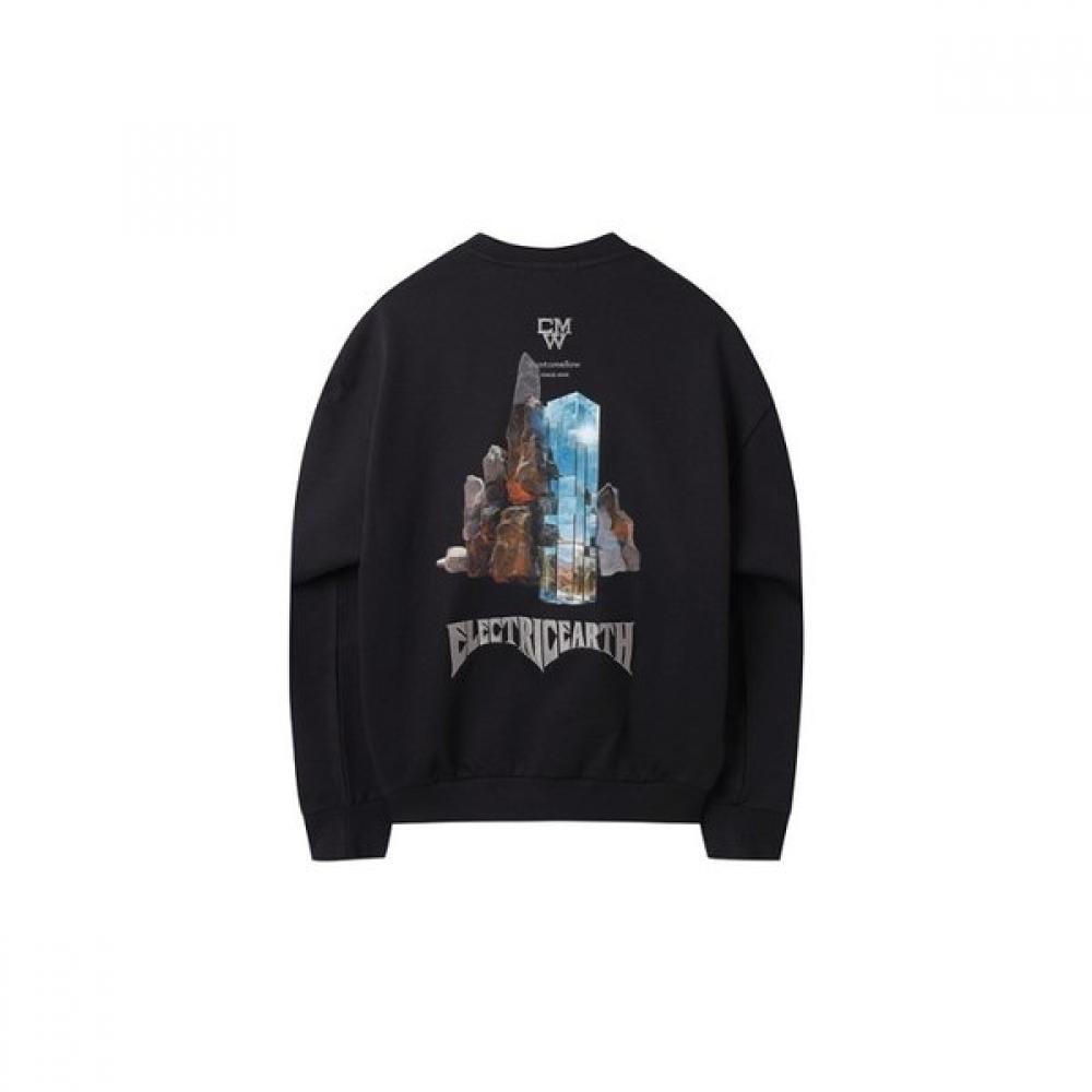 Customellow Black Graphic Sweatshirt Black Cwtas25115bkx