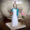 Nurse Angel Statue Resin Figurine Blue Lantern Thanksgiving Decor
