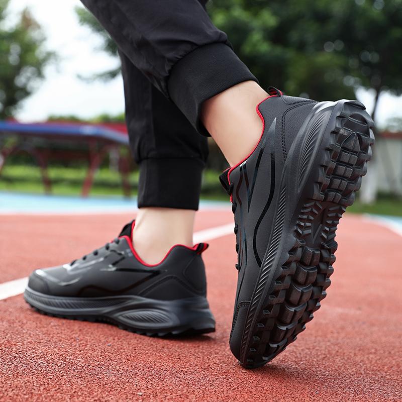 PU Leer Hardloopschoenen Heren Casual Sneakers Fitness Trainers Waterdichte Sportschoenen Zachte Zool Sneakers