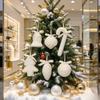 4PCS Christmas Ornament Pendant Foam Base Plastic Pearl Christmas Ornament Off White Multi Shape Pearl Bow Hanging Decor