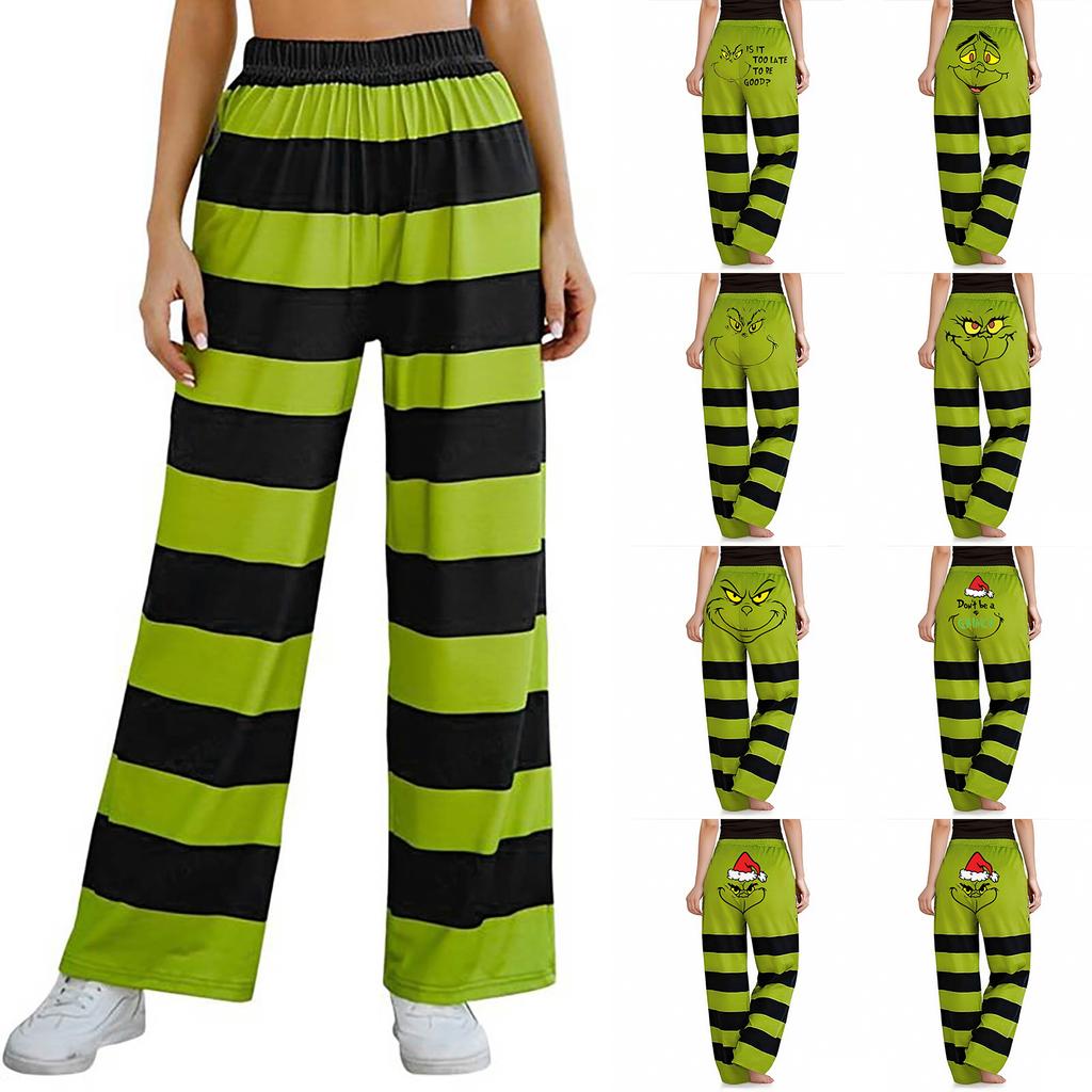 Women's Casual Fashion Christmas Print Elasticated Waist Trousers Pants