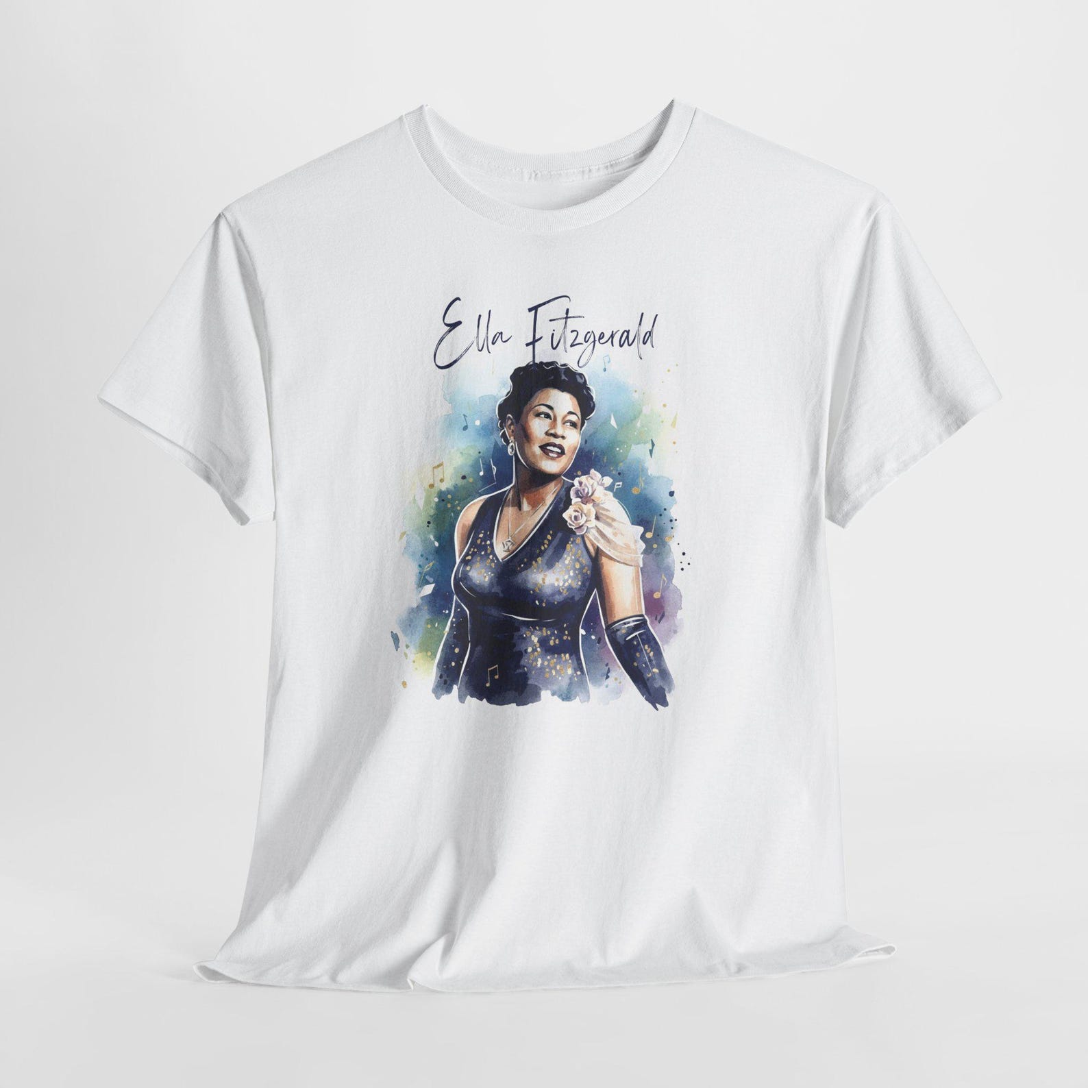 Ella Fitzgerald portrait Tee | Jazz singer watercolor design S