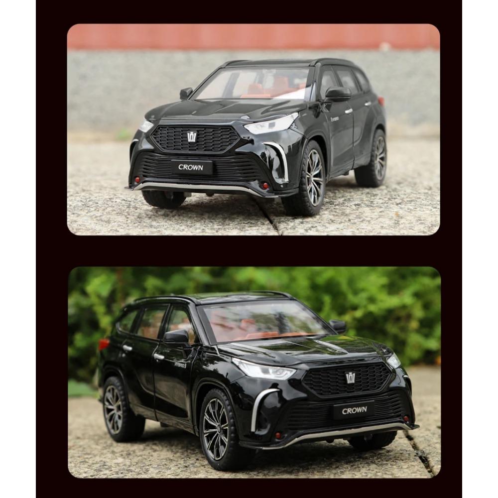 1/24 Toyota Crown KLUGER SUV Alloy Car Model Diecast Metal Toy Off-road Vehicles High Simulation Sound and Light Collectibles Kids Gift