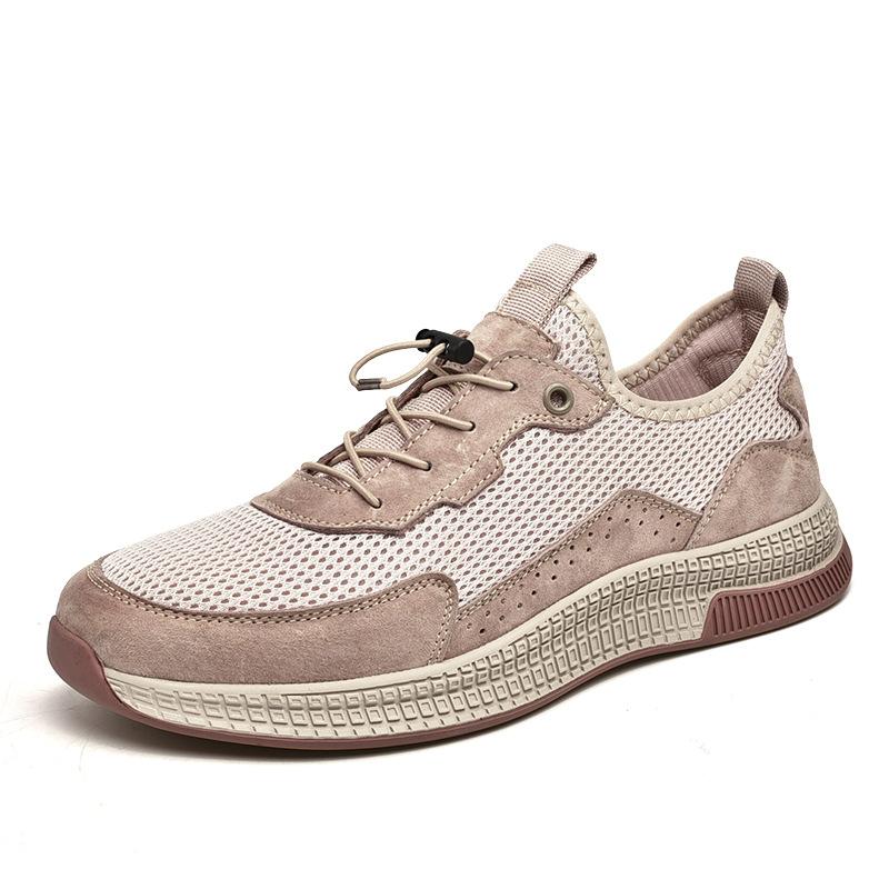 

Men s shoes 2025 summer new mesh shoes hollow mesh casual shoes men s leather soft bottom breathable mesh shoes 44 песочный