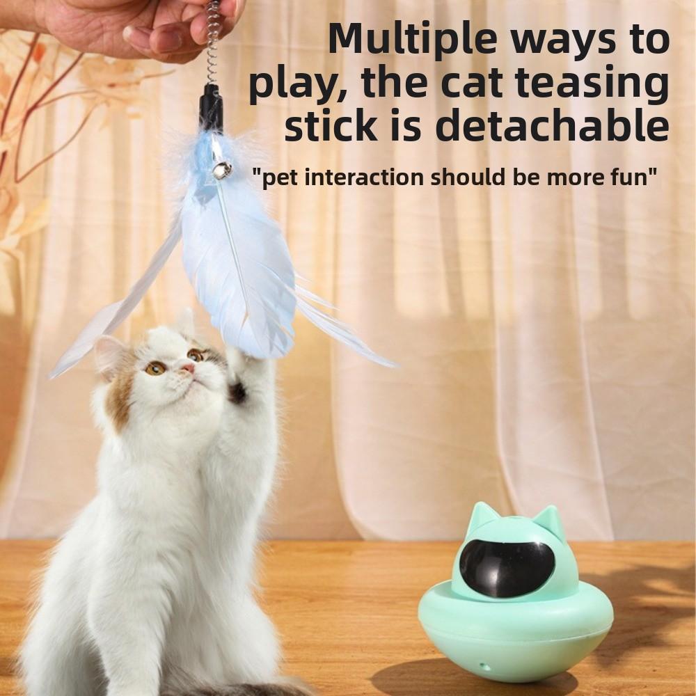 Feather Attachment Suction Cup Cat Teaser Wand Tumbler Design Anti-Boredom Tumbler Base Feather Self Play Teaser Wand Solo Play